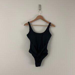 Fabletics Black Scoop Tie Back Shaping One-Piece Swimsuit Size XS